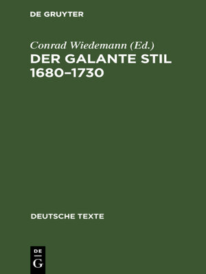 cover image of Der galante Stil 1680–1730